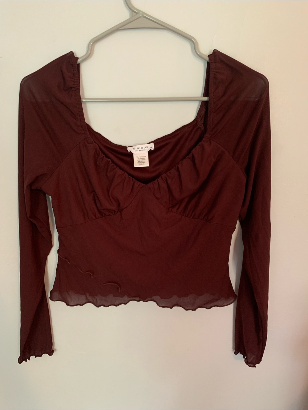 Kirious Los Angeles Mesh Long-Sleeve Crop Top, size Medium
